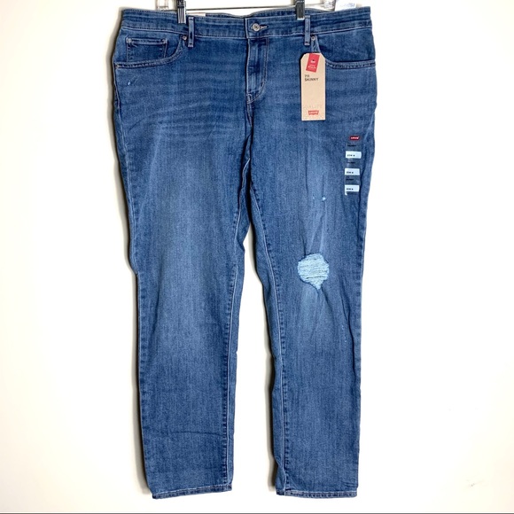 Levi's Sculpt 711 Skinny Outta Time Blue Jeans Plus Size 24W - Picture 2 of 9